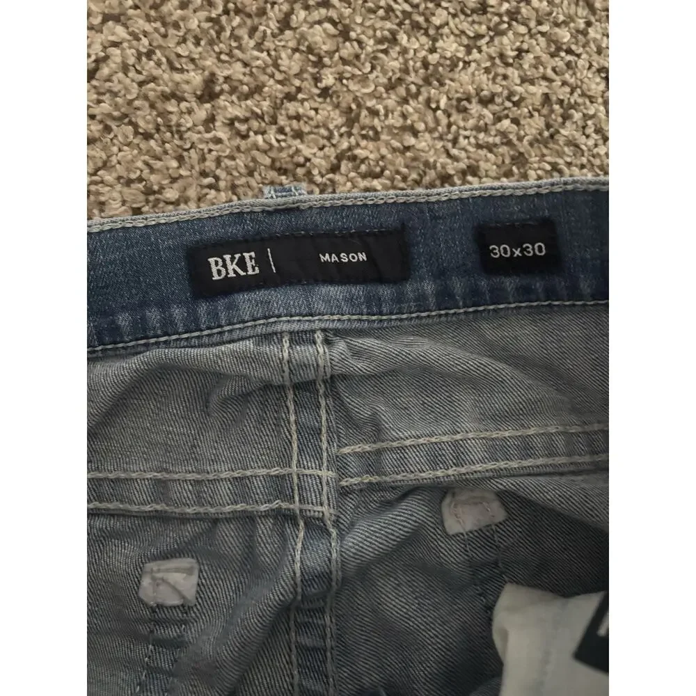 BKE Men’s Blue Slim Fit Light Wash Stretch Denim Jeans Low Rise 5-Pocket